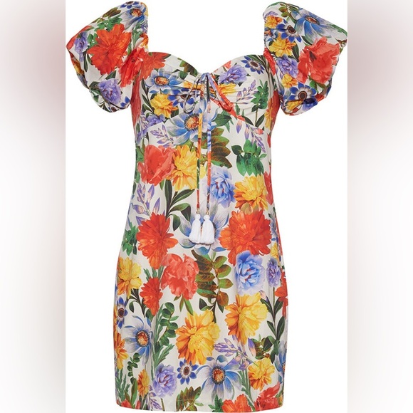 Cara Cara Gigi Puff-Sleeve Floral Poplin Mini Dress - Picture 2 of 9